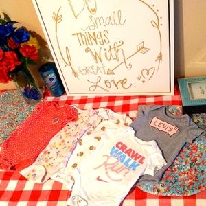 (5 Pack Name Brand Girl 0-3/3 months Onesis) Variety.